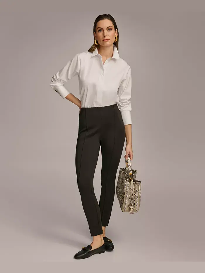 Женские зауженные брюки с высокой посадкой Donna Karan Donna Karan New York — изображение 4 из 5, черный