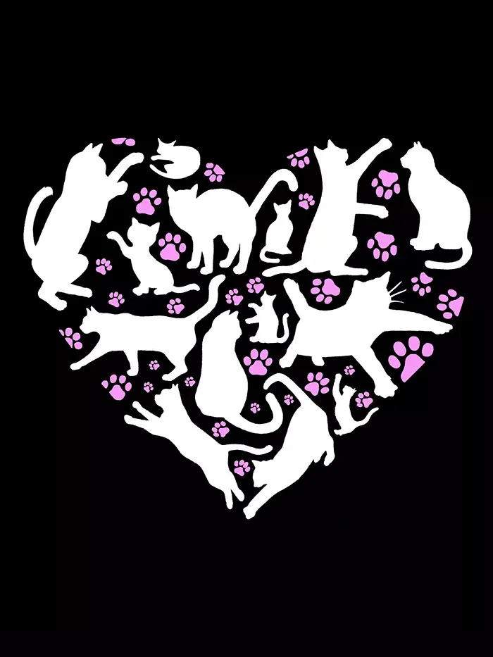 Мужская футболка Cat Heart Word Art LA Pop Art — изображение 3 из 3, черный