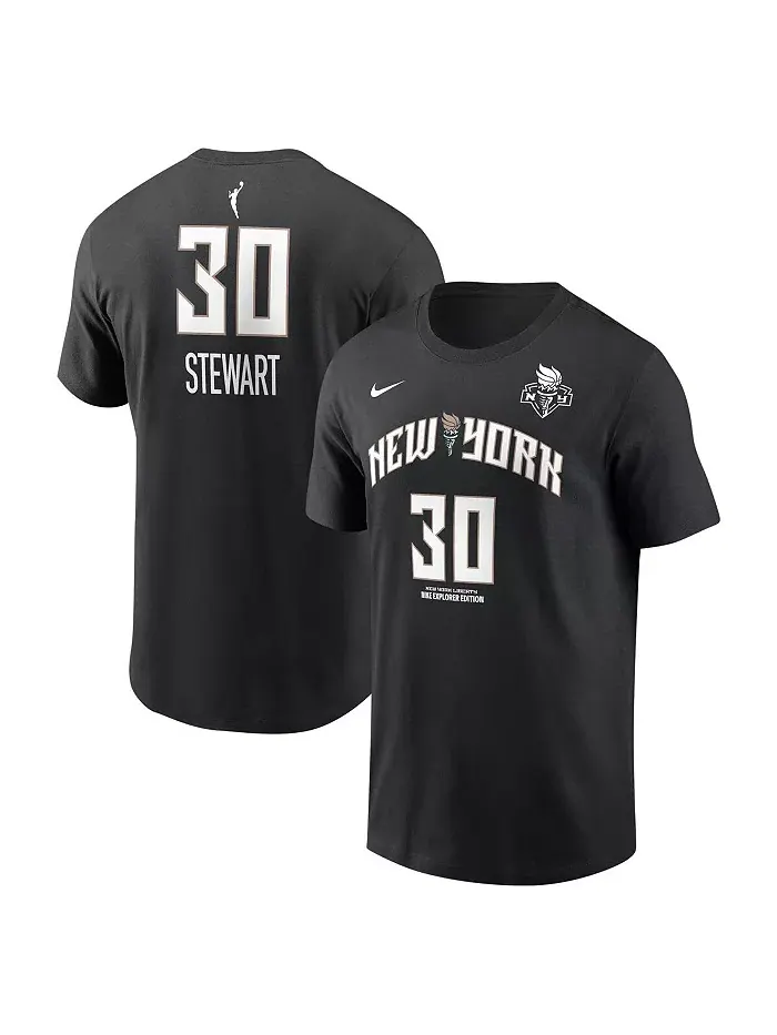 Мужская и женская футболка Breanna Stewart New York Liberty Explorer Edition с именем и номером — изображение 1 из 3, черный
