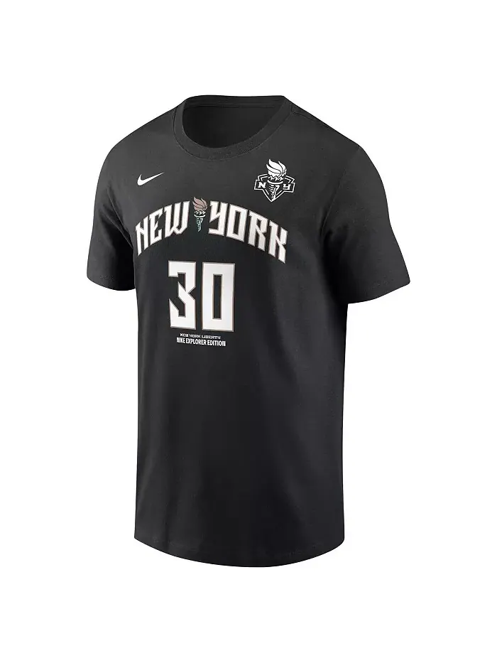 Мужская и женская футболка Breanna Stewart New York Liberty Explorer Edition с именем и номером — изображение 3 из 3, черный