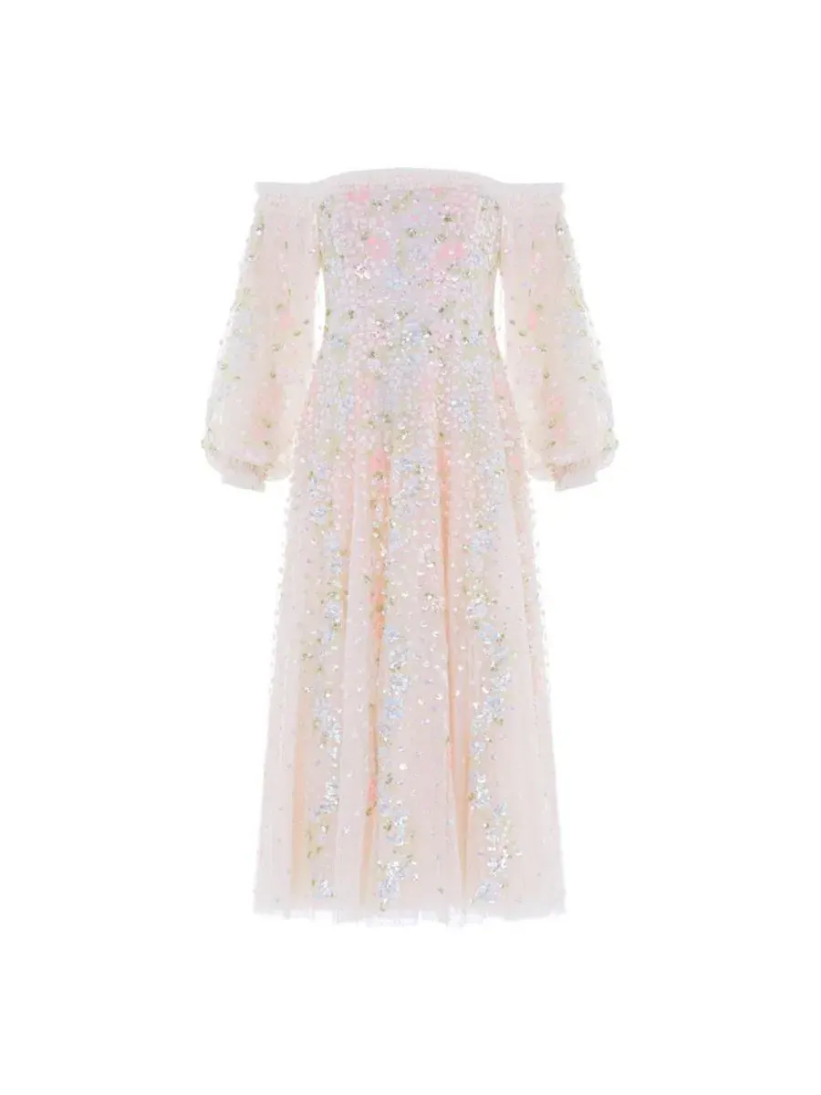 Платье с открытыми плечами из тюля с блестками Confetti Gloss Off-Shoulder Ballerina Dress Needle & — изображение 2 из 4