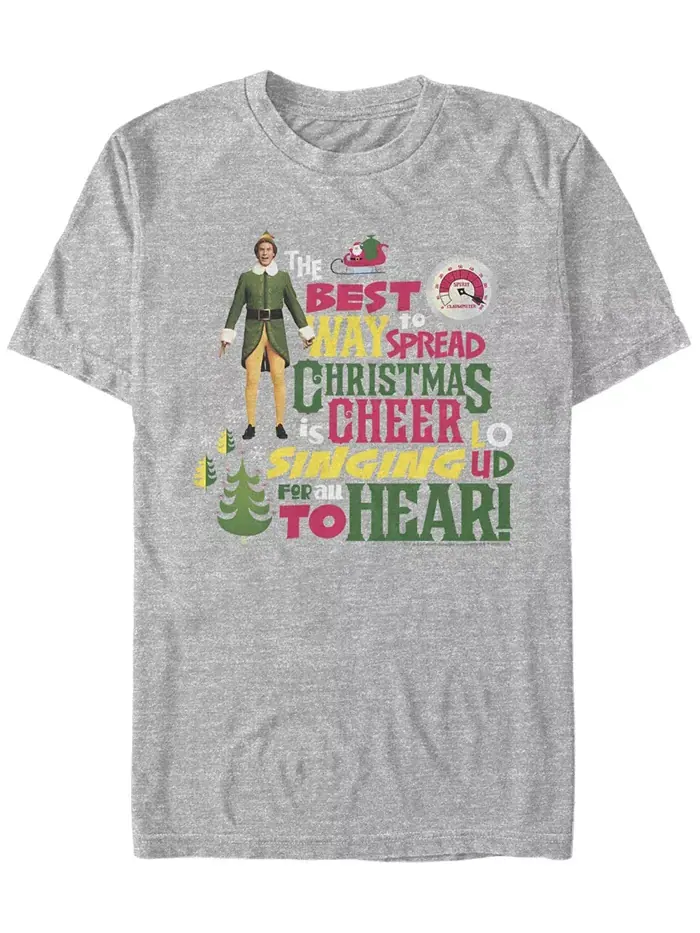 Мужская футболка Elf Sing Cheer с короткими рукавами Fifth Sun — изображение 1 из 1, серый