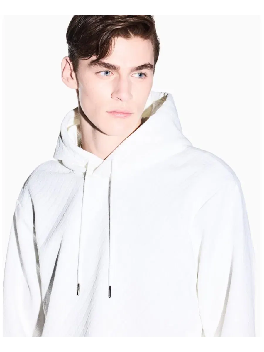 Мужская толстовка с жаккардовым принтом и логотипом A|X Armani Exchange — изображение 4 из 5, белый