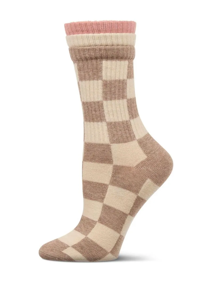 Женские носки Checkmate Triple Cuff Crew Socks MeMoi — изображение 1 из 3, тауп