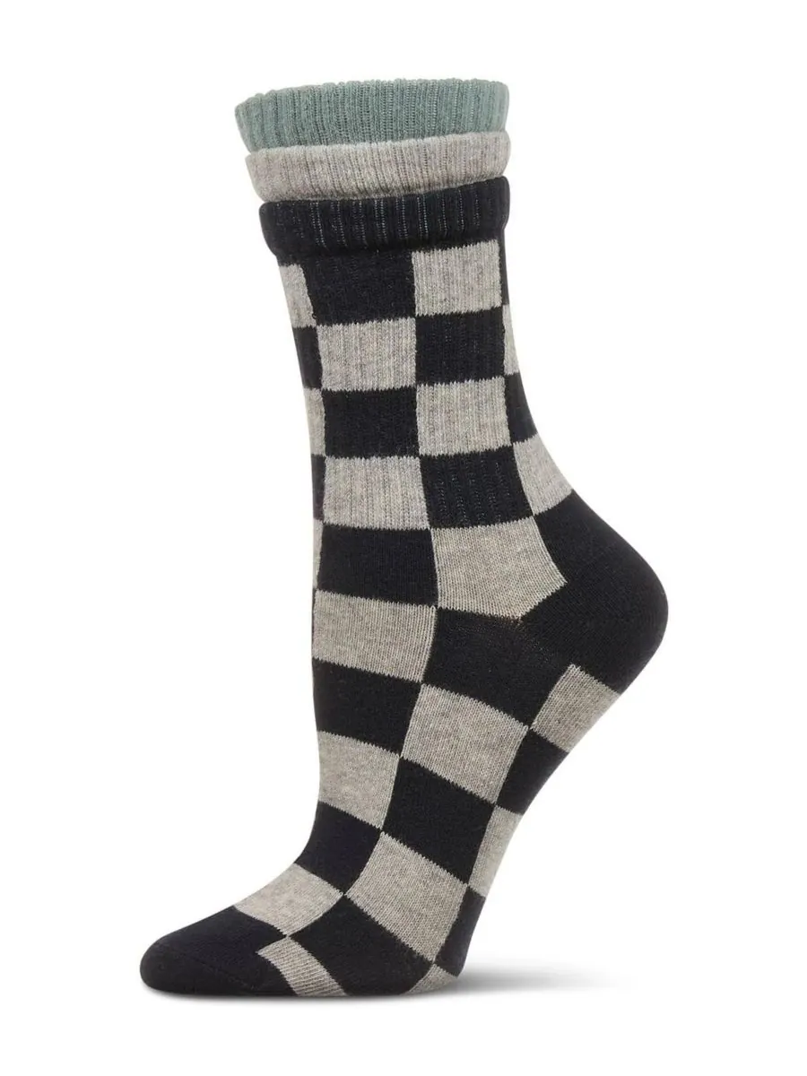 Женские носки Checkmate Triple Cuff Crew Socks MeMoi — изображение 1 из 3, черный