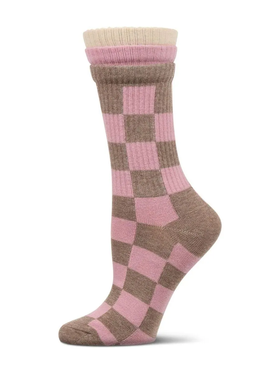 Женские носки Checkmate Triple Cuff Crew Socks MeMoi — изображение 1 из 3, фиолетовый