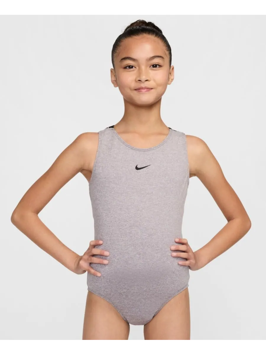 Гимнастический купальник Nike для девочек 7-16 лет с лямками и спортивной спинкой Nike Gymnastics — изображение 1 из 7, серый