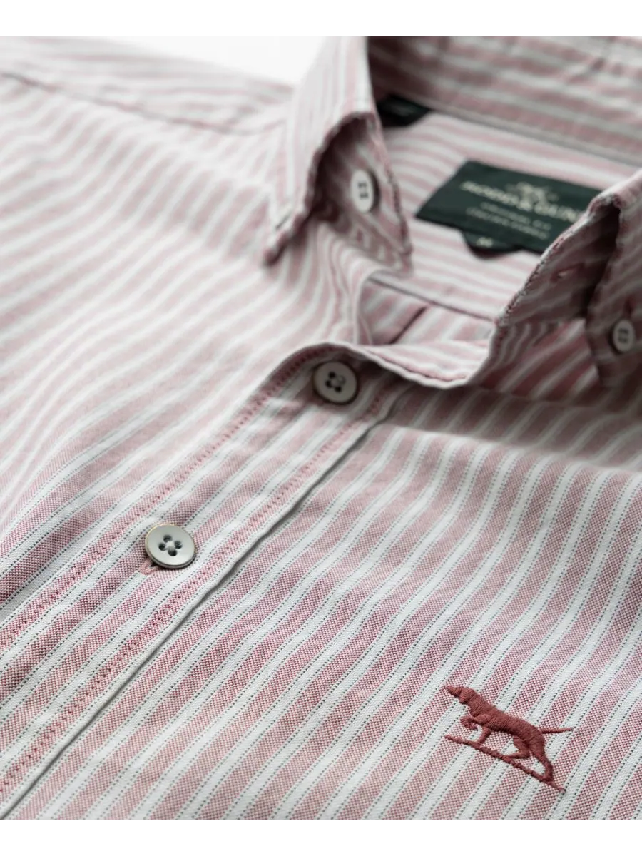 Мужская рубашка Gunn Oxford Stripe с длинным рукавом (4 шт) Rodd & Gunn — изображение 4 из 5, мак