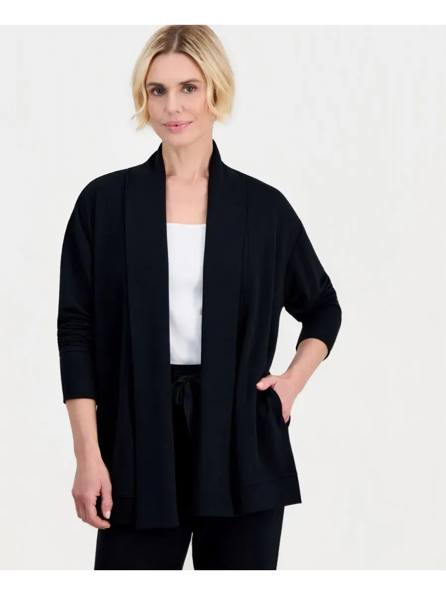 Кардиган Petite LuxLounge French Terry Fleece Style & Co — изображение 1 из 3, глубокий черный