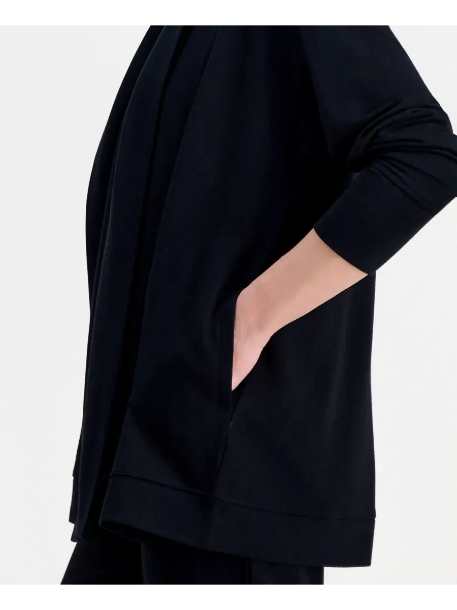 Кардиган Petite LuxLounge French Terry Fleece Style & Co — изображение 2 из 3, глубокий черный