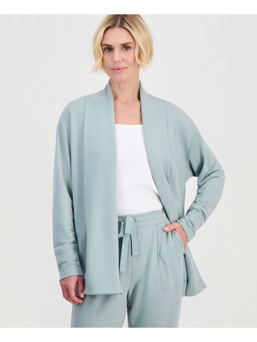 Кардиган из французского махрового флиса Petite LuxLounge Style & Co, Antique Sage — изображение 1 из 4