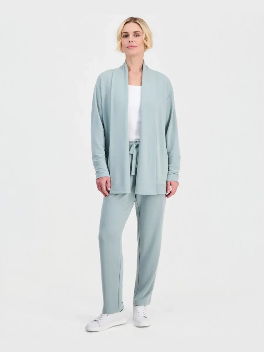 Кардиган из французского махрового флиса Petite LuxLounge Style & Co, Antique Sage — изображение 3 из 4