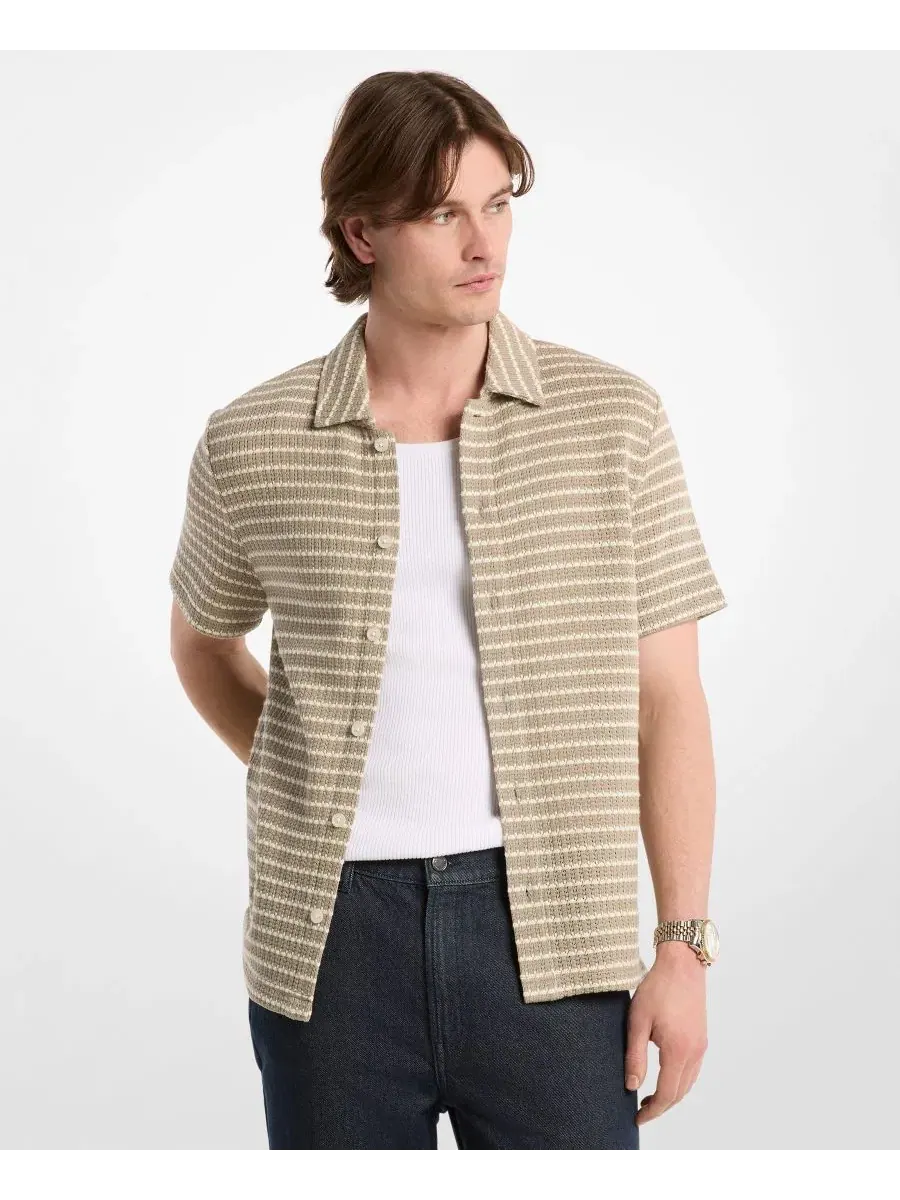 Мужская рубашка с коротким рукавом Pointelle Stripe Michael Kors