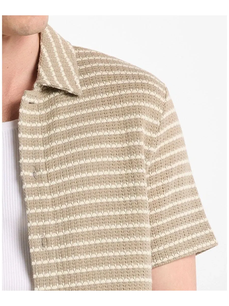Мужская рубашка с коротким рукавом Pointelle Stripe Michael Kors — изображение 2 из 3, зеленый