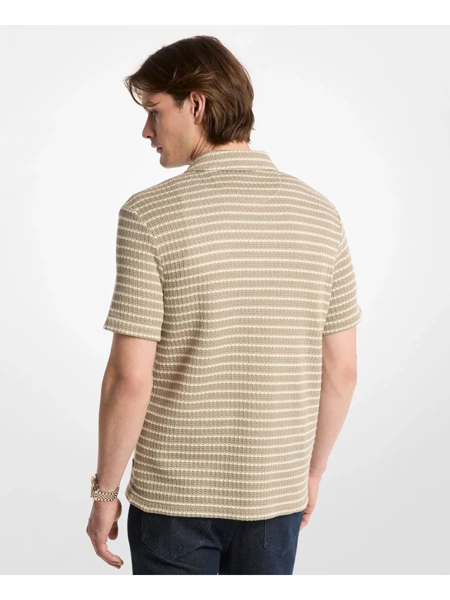Мужская рубашка с коротким рукавом Pointelle Stripe Michael Kors — изображение 3 из 3, зеленый