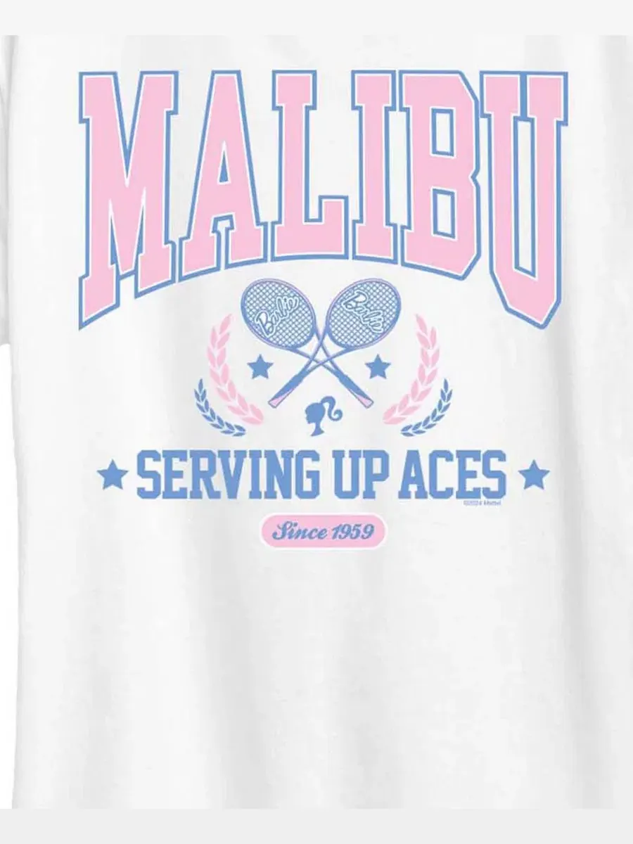Футболка с графическим принтом Barbie Malibu Varsity Tennis Hybrid Apparel — изображение 3 из 3, белый