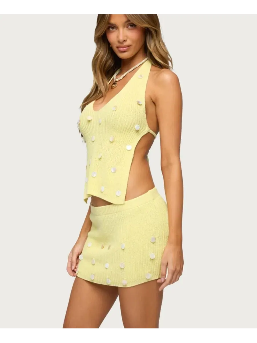 Топ без рукавов Lylah Backless Charm Knit Edikted — изображение 4 из 5, светлый-желтый
