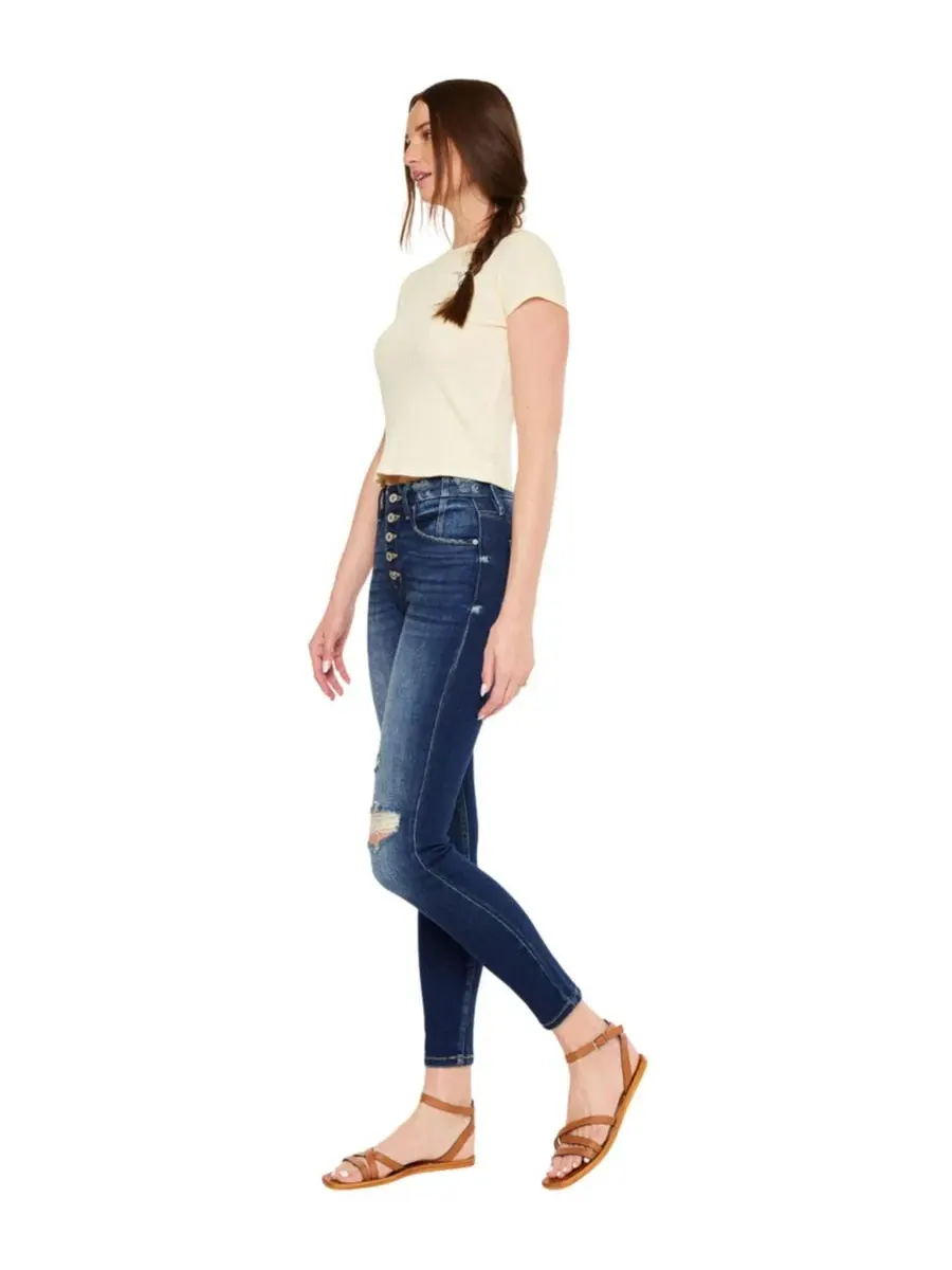Женские джинсы Novah High Rise Super Skinny Kancan — изображение 3 из 4, темный синий