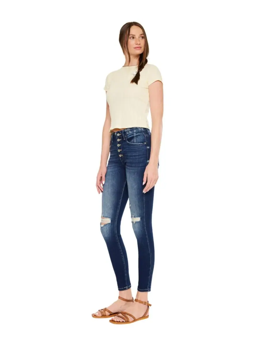 Женские джинсы Novah High Rise Super Skinny Kancan — изображение 4 из 4, темный синий