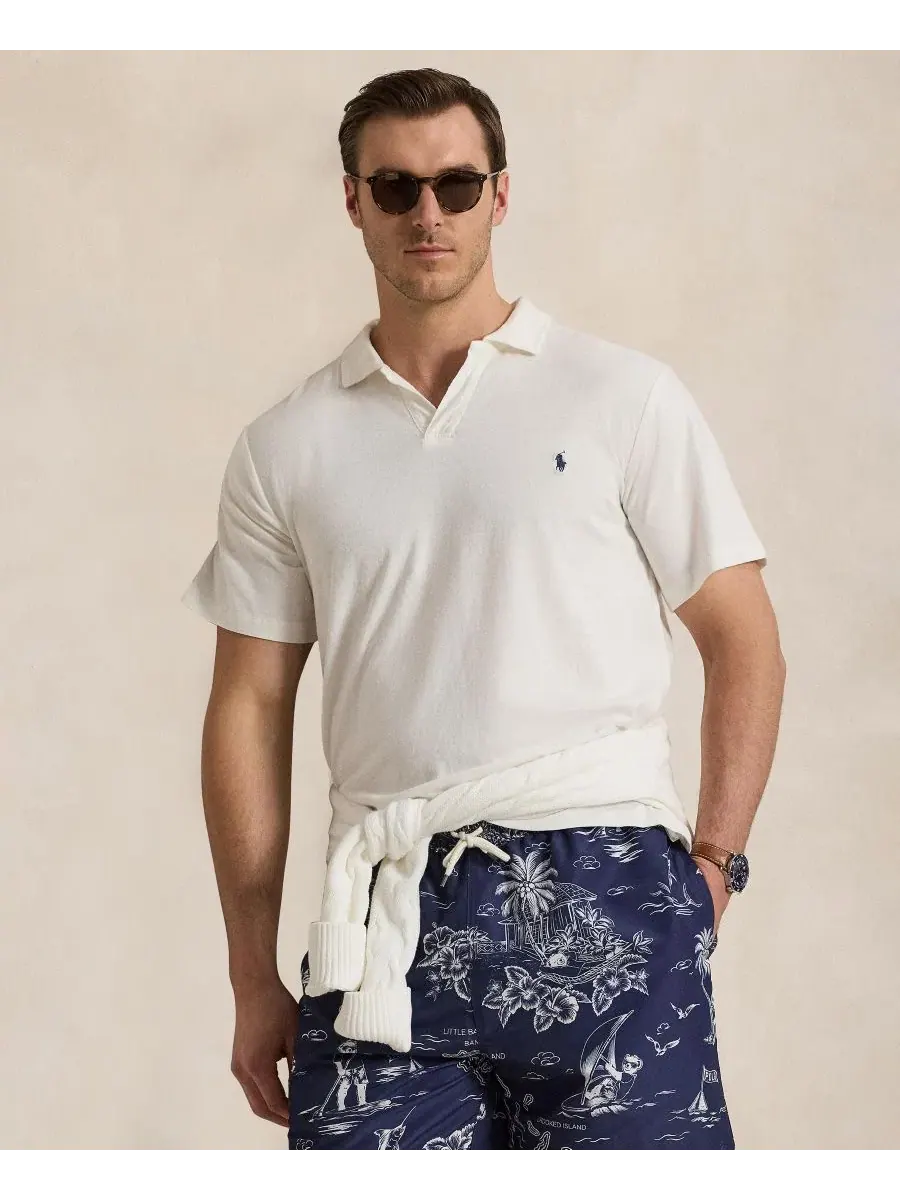 Мужская рубашка-поло с коротким рукавом больших размеров Polo Ralph Lauren — изображение 1 из 6, голубой