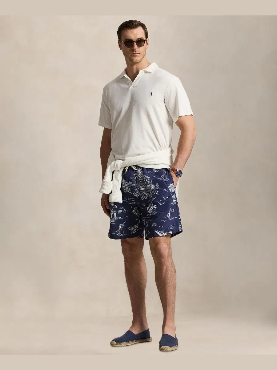 Мужская рубашка-поло с коротким рукавом больших размеров Polo Ralph Lauren — изображение 2 из 6, голубой