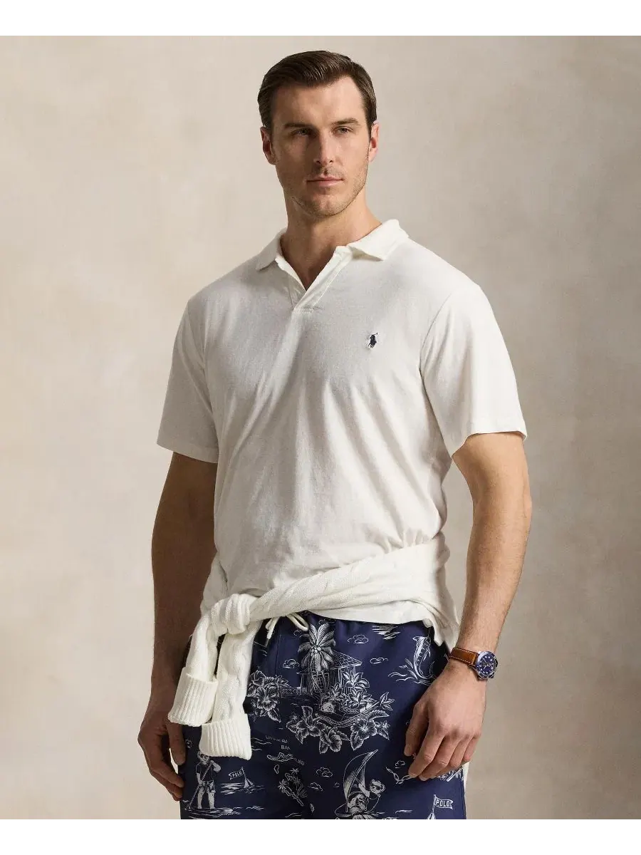 Мужская рубашка-поло с коротким рукавом больших размеров Polo Ralph Lauren — изображение 3 из 6, голубой