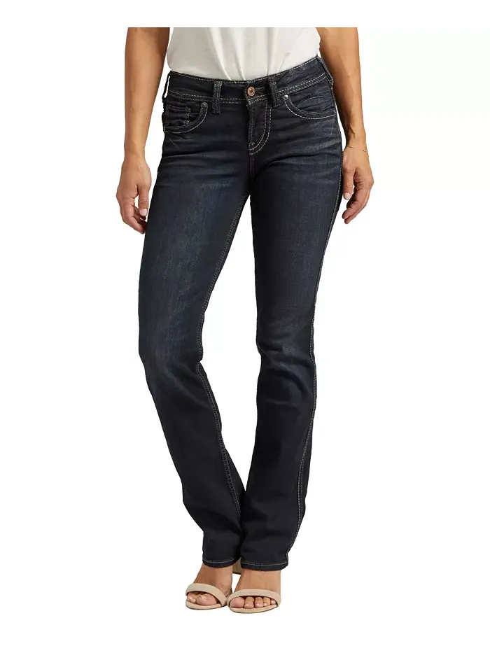 Джинсы Suki Mid Rise Curvy Bootcut Silver Jeans Co. — изображение 1 из 4, синий