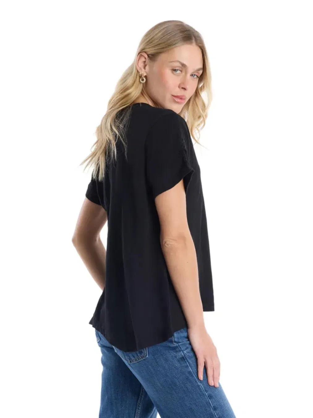 Женская футболка WILT с присборенными рукавами Wilt Clothing — изображение 3 из 3, черный
