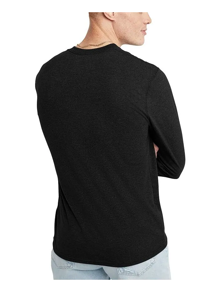 Мужская футболка Originals Tri-Blend с длинными рукавами на пуговицах Hanes — изображение 2 из 2, черный