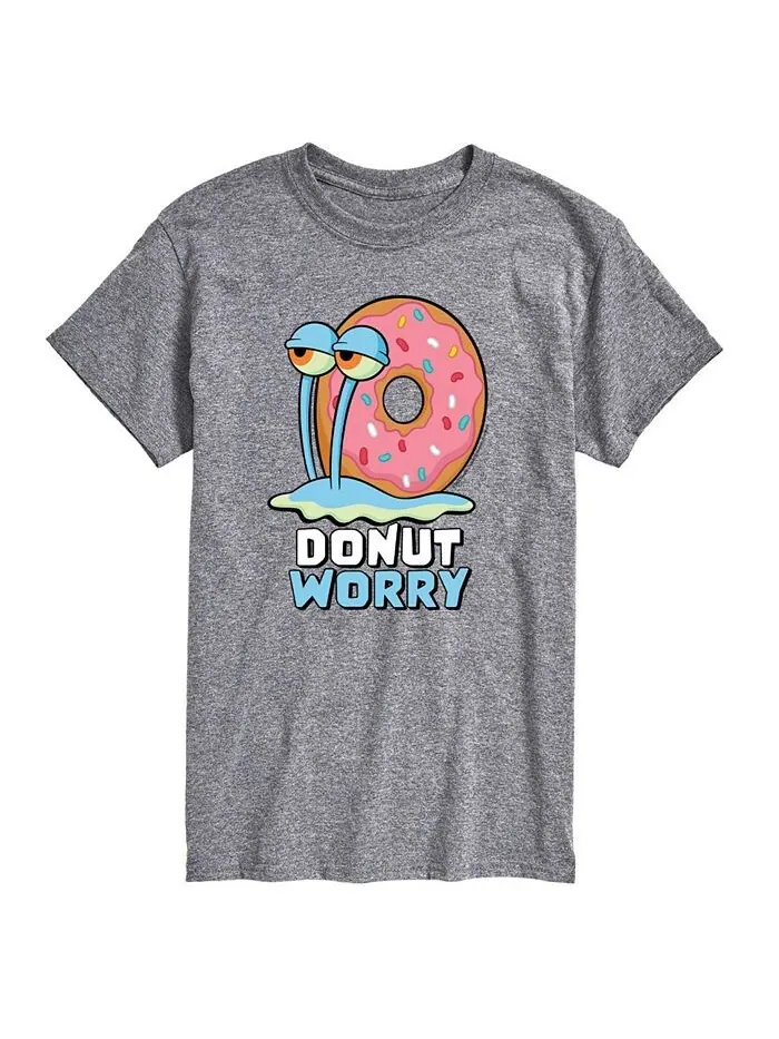 Мужская футболка Sponge Bob Donut Worry с короткими рукавами AIRWAVES — изображение 1 из 2, серый
