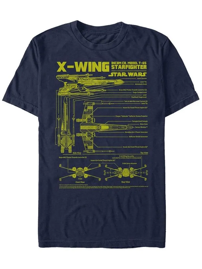 Мужская футболка с короткими рукавами «Звездные войны» X-Wing Starfighter Model Fifth Sun — изображение 1 из 1, темно-синий