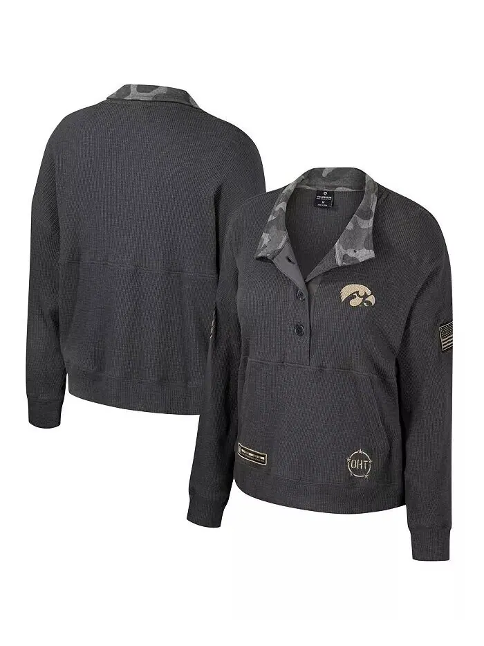 Женский термоугольный свитшот Heather Charcoal Iowa Hawkeyes OHT в стиле милитари Appreciation — изображение 1 из 3