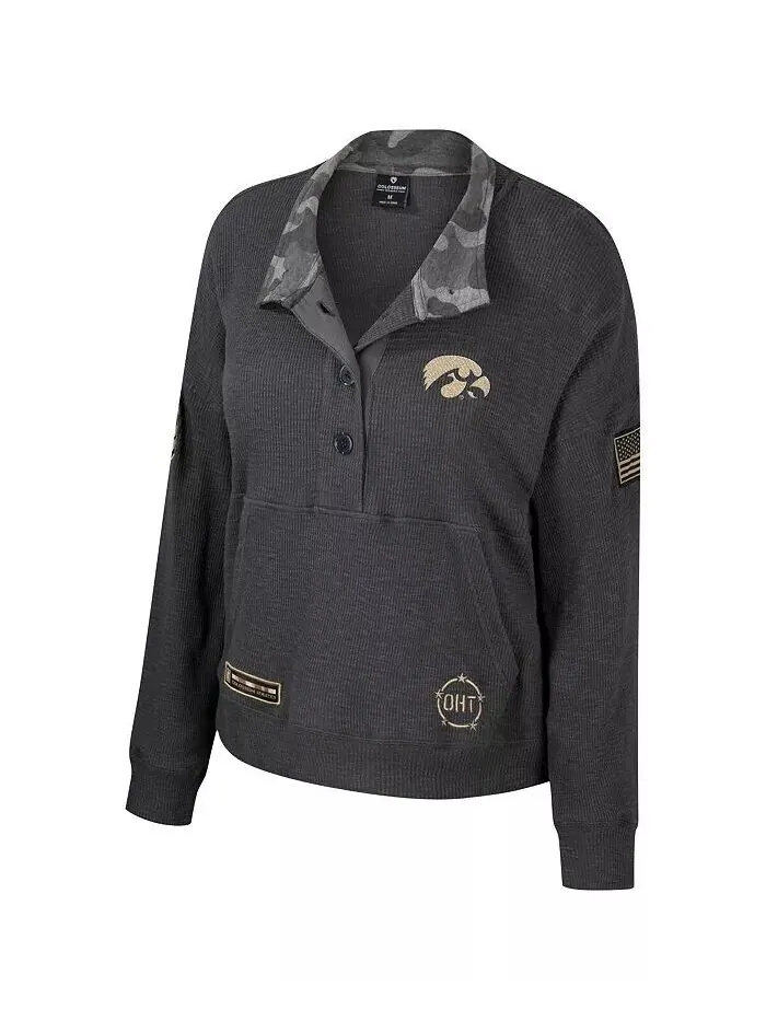 Женский термоугольный свитшот Heather Charcoal Iowa Hawkeyes OHT в стиле милитари Appreciation — изображение 2 из 3