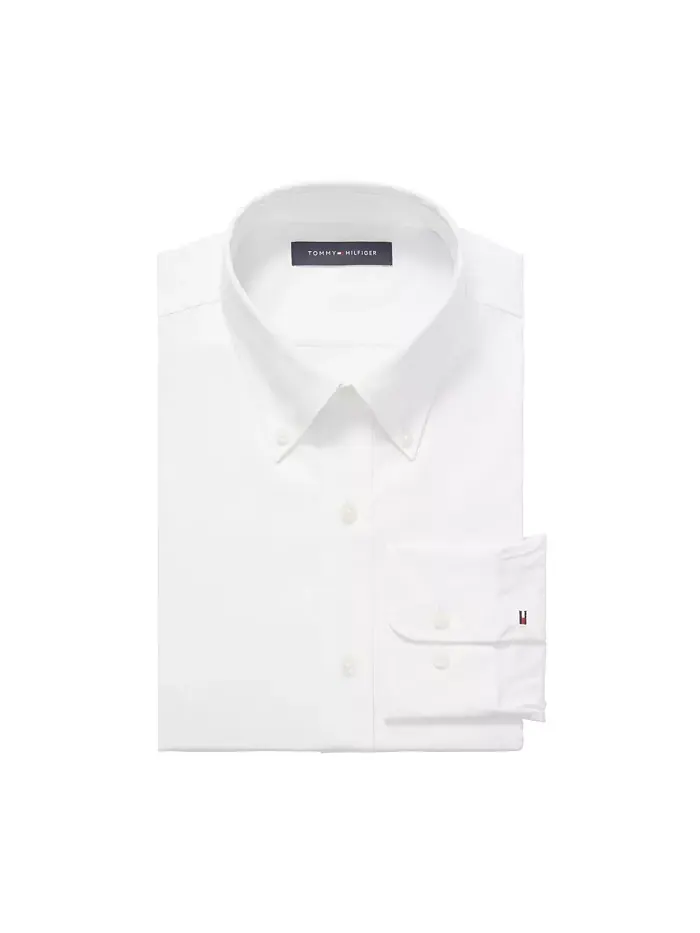Мужская рубашка TH Flex Regular Fit из непромокаемого эластичного твила Tommy Hilfiger — изображение 3 из 6, белый