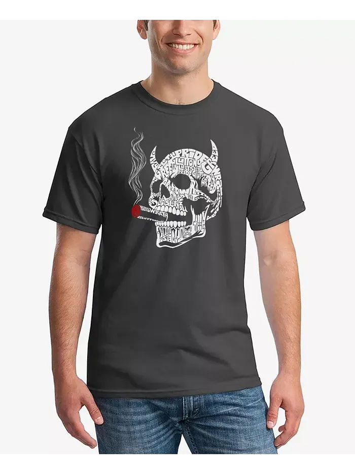 Мужская футболка 7 Deadly Sins Skull Word Art LA Pop Art — изображение 1 из 5, серый