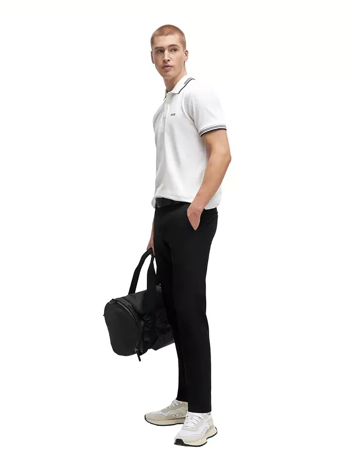 Мужская поло Slim-Fit из стрейч-хлопка Hugo Boss — изображение 4 из 4, белый