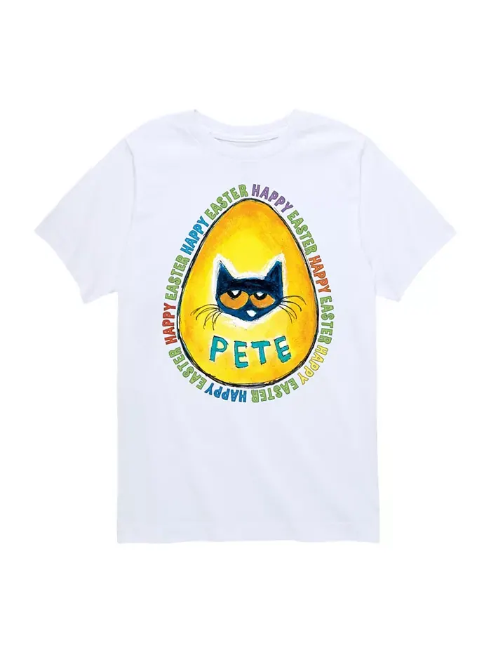 Футболка с пасхальным принтом для малышей и мальчиков Pete the Cat — белый