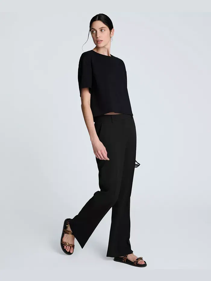 Женские брюки-клеш из роскошного твила с высокой талией Kenneth Cole — изображение 4 из 4, черный