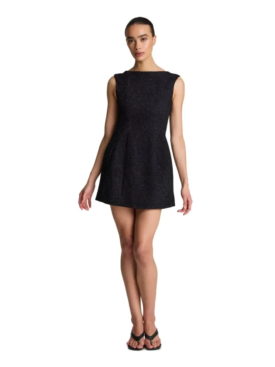 Платье мини из твида с лодочкой и открытой спиной Kenneth Cole — изображение 1 из 5, черный