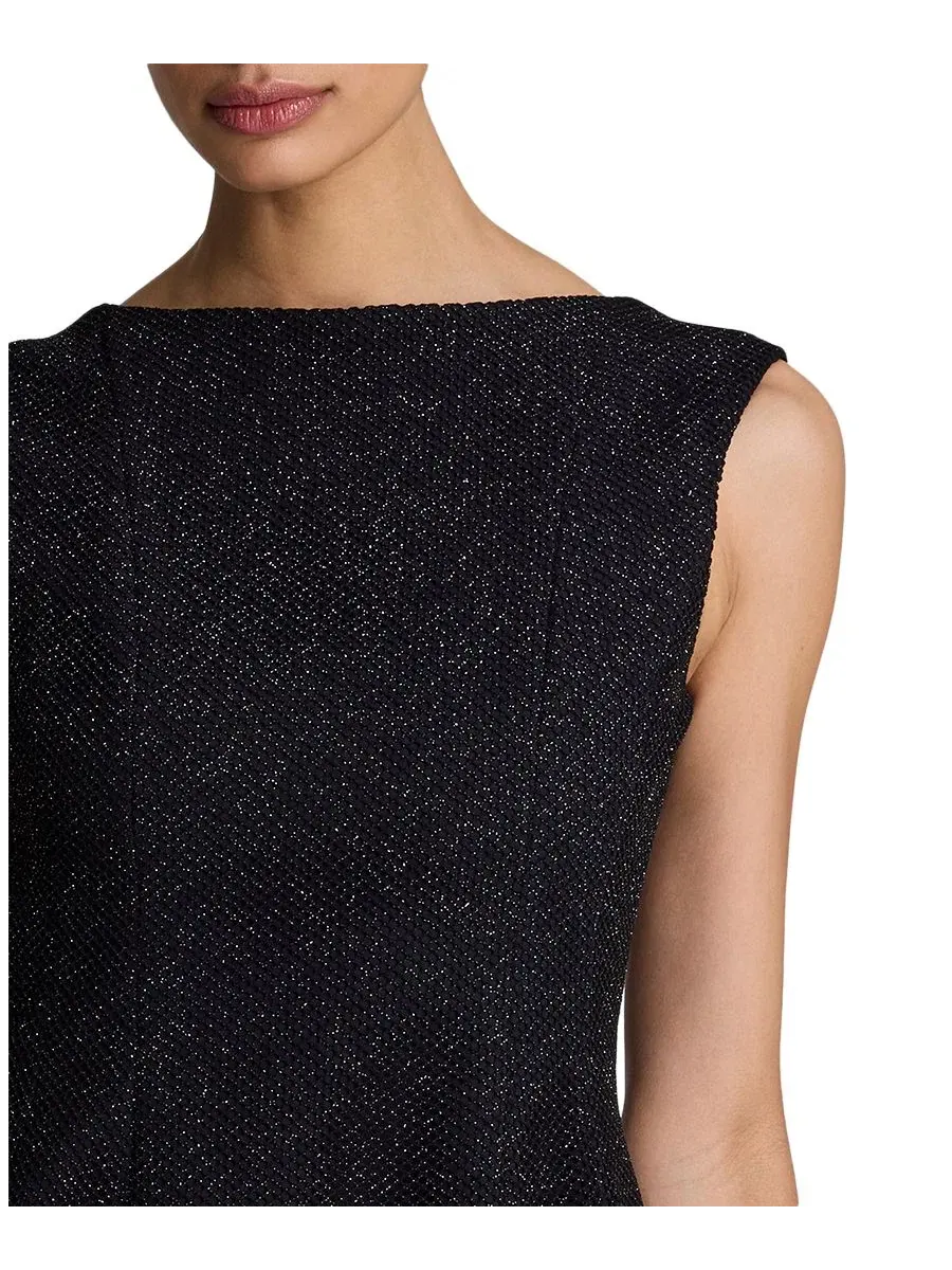 Платье мини из твида с лодочкой и открытой спиной Kenneth Cole — изображение 4 из 5, черный