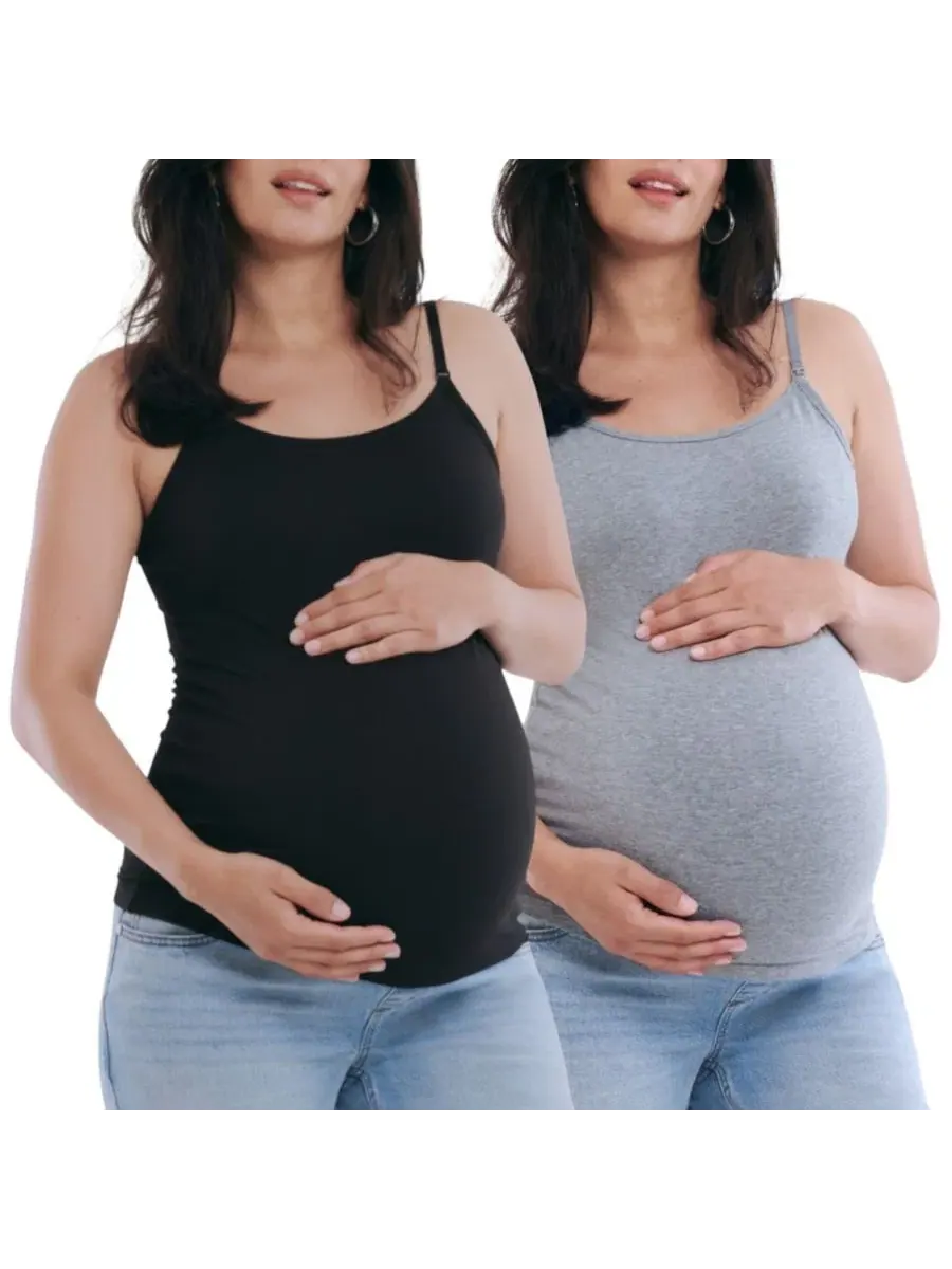 Топ для кормления с клипсой, 2 шт. Motherhood Maternity — изображение 3 из 3, серый черный