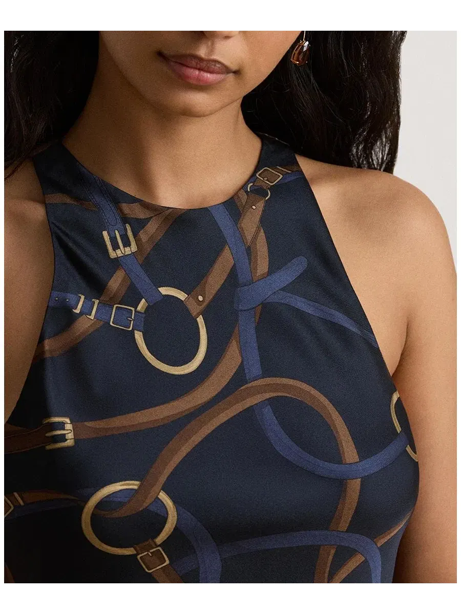 Платье без рукавов с принтом Belting Print Lauren Ralph Lauren — изображение 3 из 5, темно-синий мульти