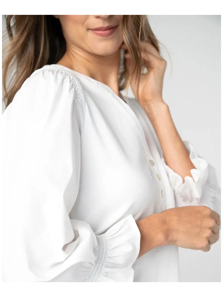Блуза с V-образным вырезом Petite Modified V-Neck Blouse Liverpool Los Angeles — изображение 2 из 3, белый