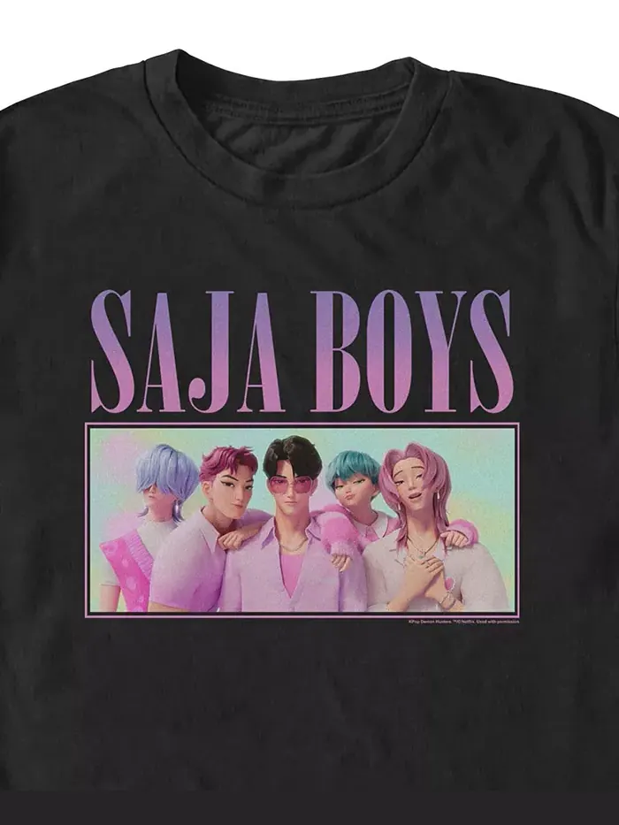 Мужская футболка K-Pop Demon Hunters Saja Boys Fifth Sun — изображение 2 из 3, черный