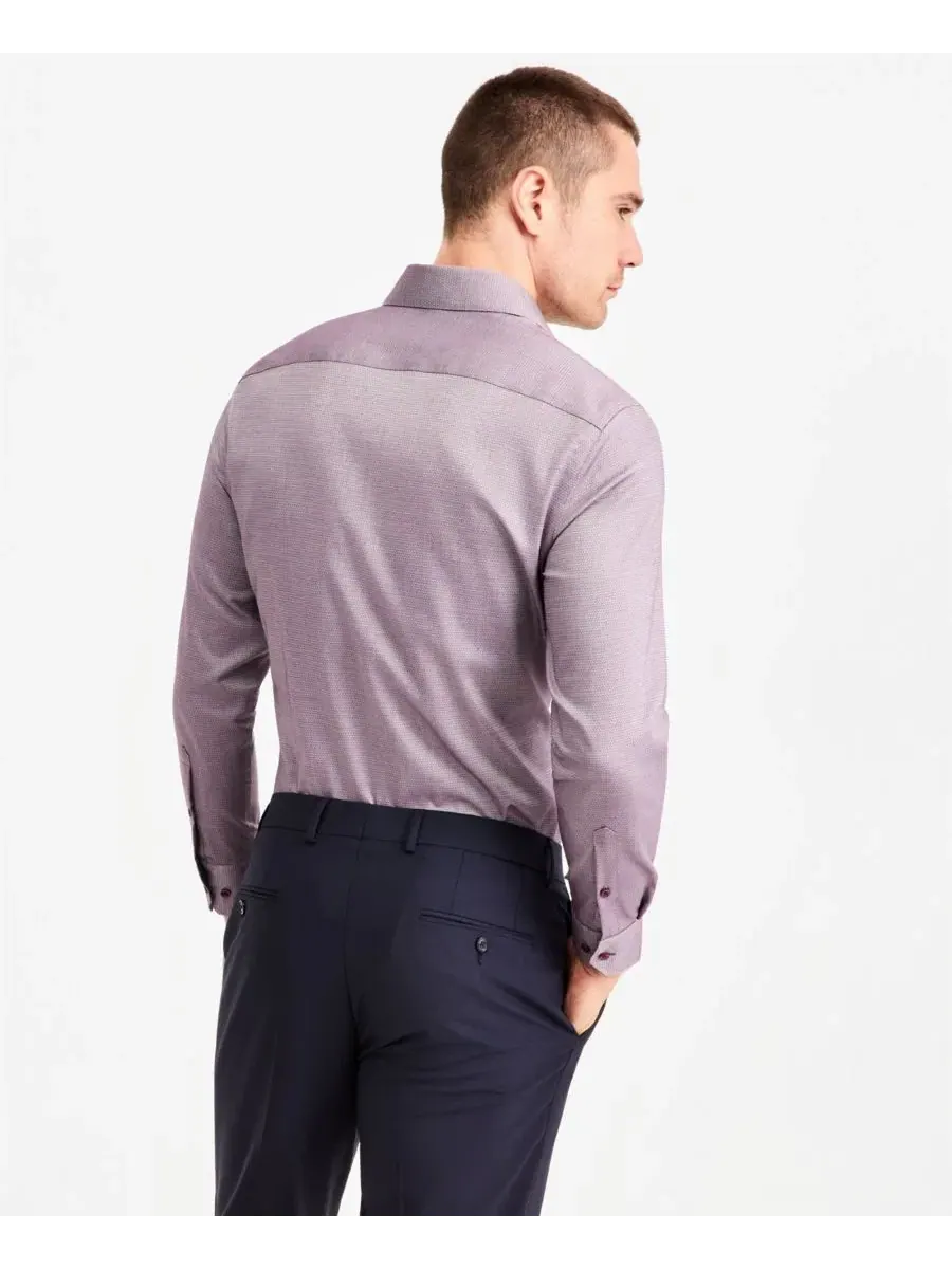 Несминаемая рубашка с длинным рукавом, с принтом Ted Baker — изображение 4 из 10, винный мульти