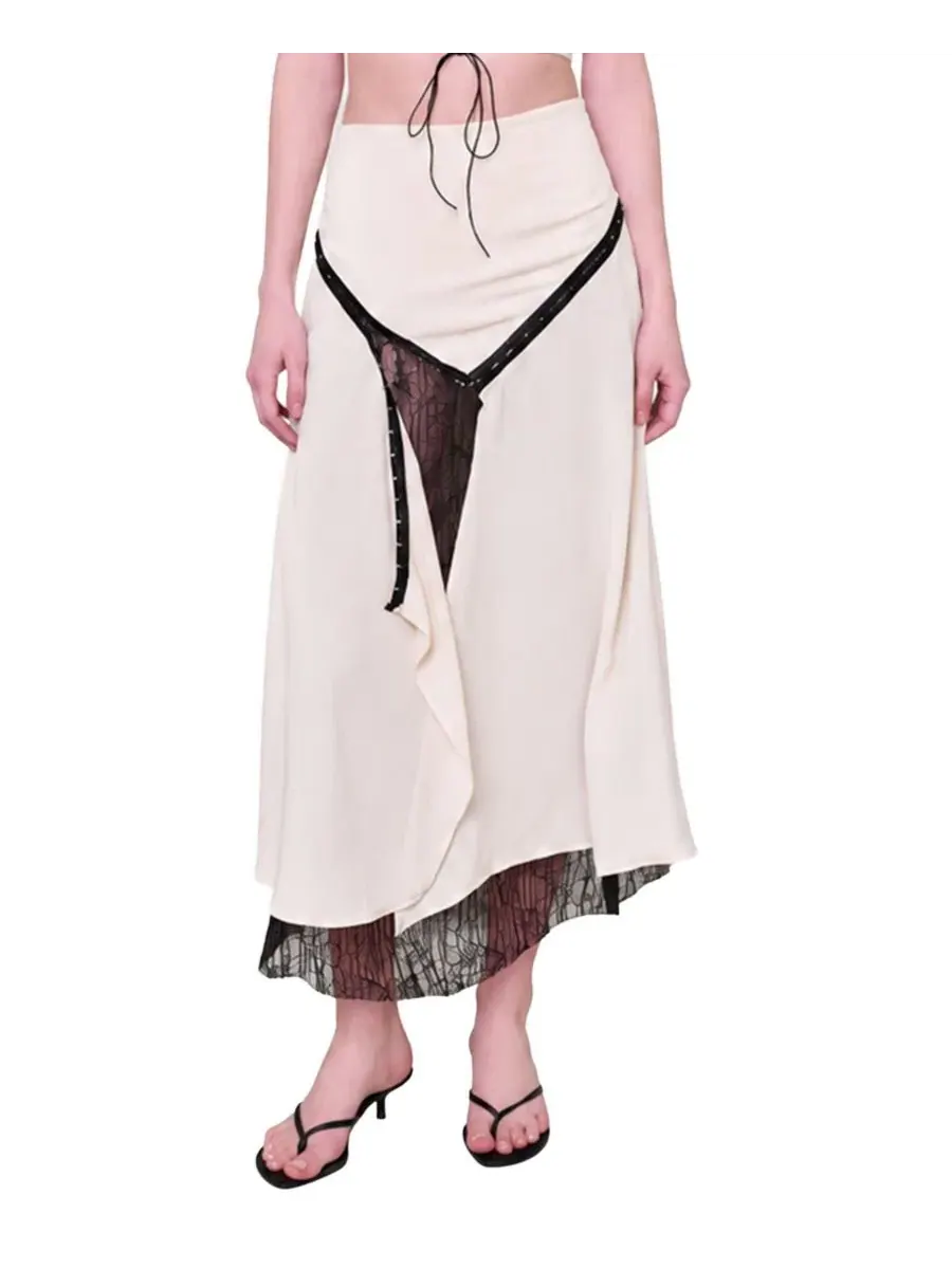Юбка макси с боковым разрезом и кружевными вставками The Party Edit Slit Lace Panel PCFG