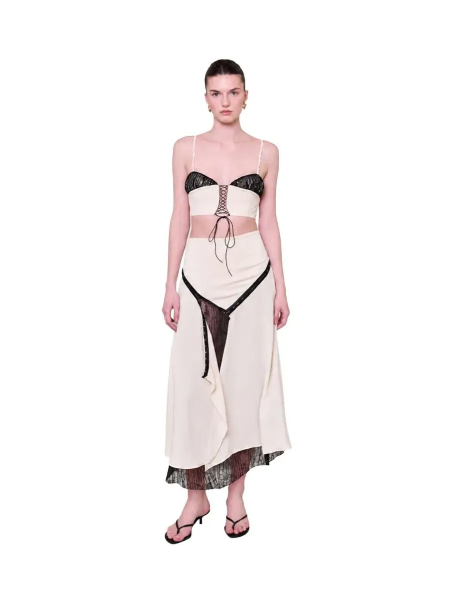 Юбка макси с боковым разрезом и кружевными вставками The Party Edit Slit Lace Panel PCFG — изображение 5 из 7