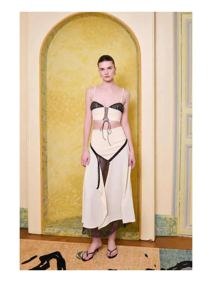 Юбка макси с боковым разрезом и кружевными вставками The Party Edit Slit Lace Panel PCFG — изображение 6 из 7