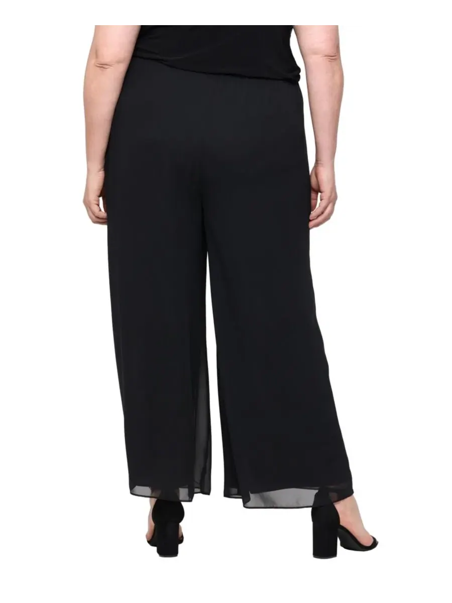 Брюки из шифона с широкими штанинами, Plus Size Alex Evenings — изображение 2 из 3, черный