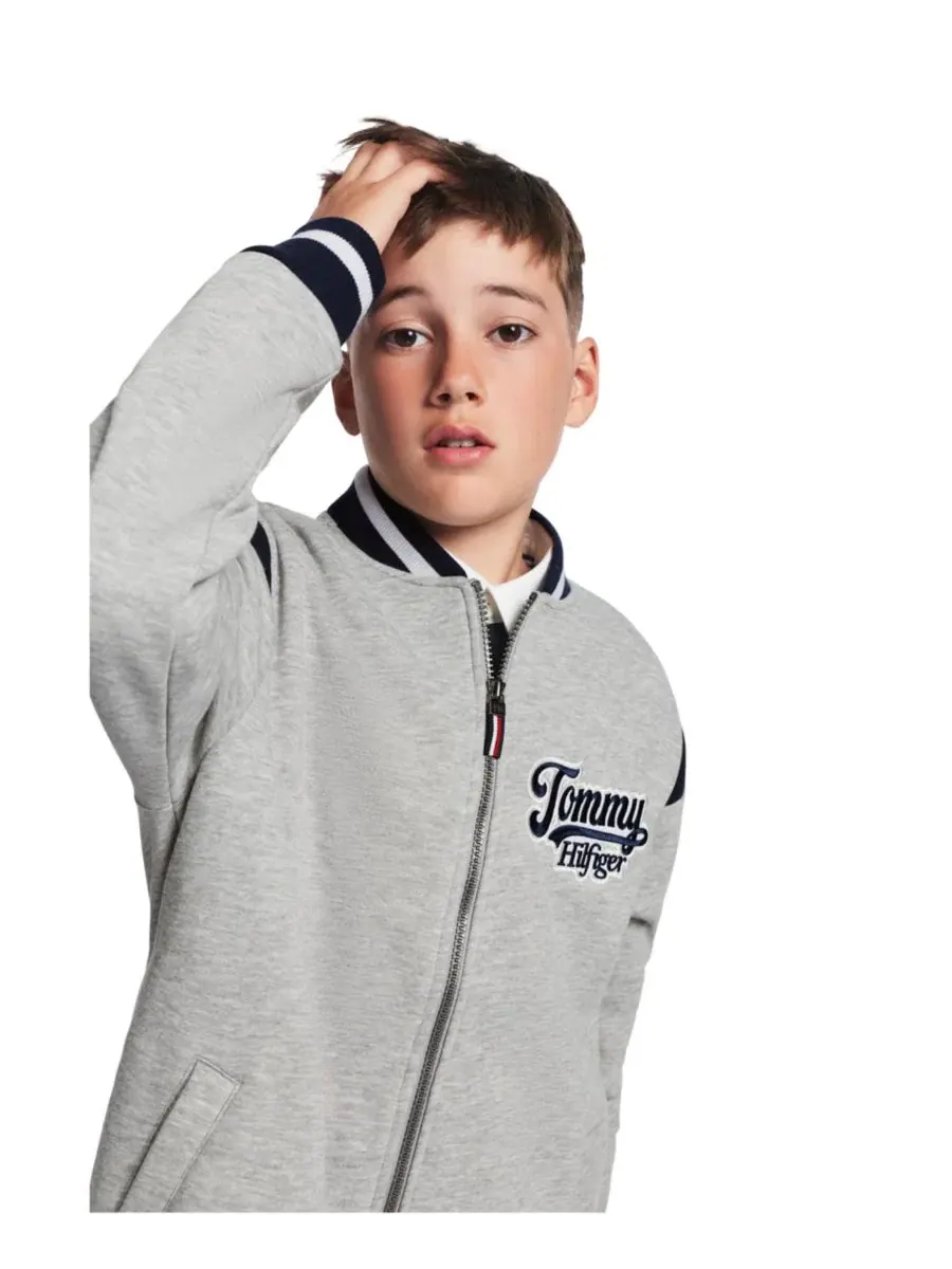 Флисовая куртка-бомбер с логотипом Tommy Hilfiger — изображение 1 из 8, серый